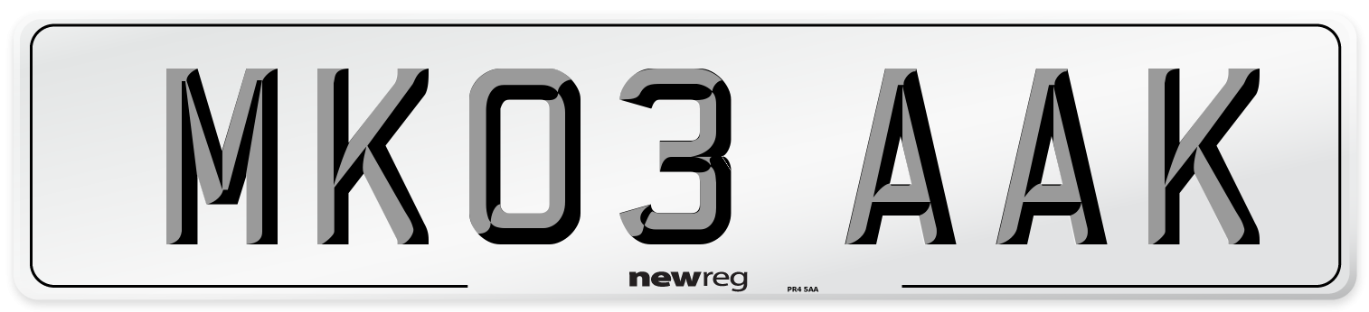 MK03 AAK Number Plate from New Reg